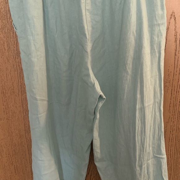 Stephanie Rogers Aqua Linen Blend Pants - Picture 2 of 6